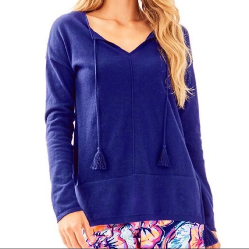 Lilly Pulitzer Colene Tassel Sweater in True Navy Size S
